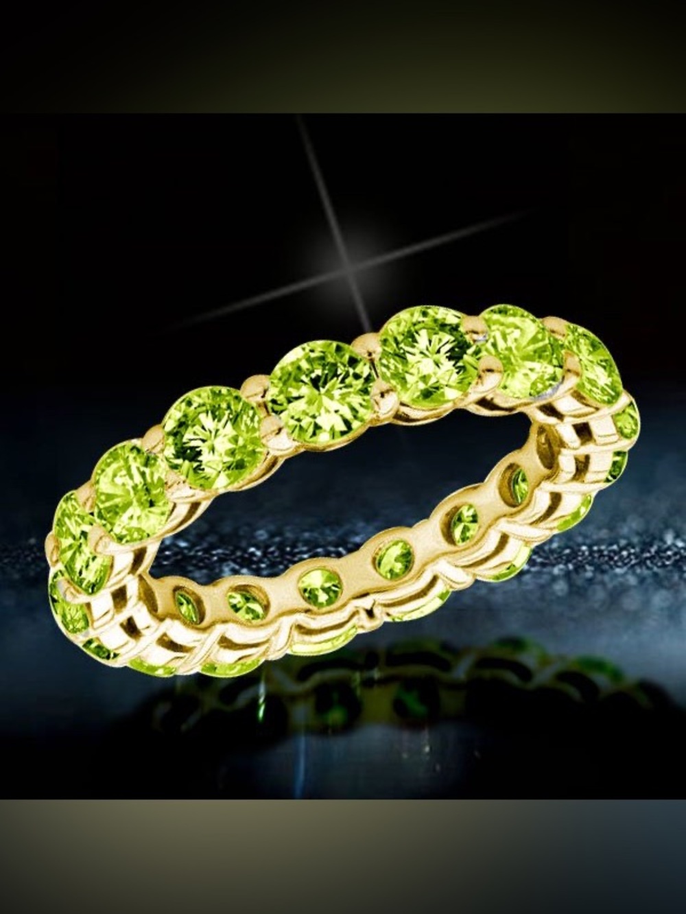 Eternity Round Cut Created Peridot Wedding Band - Picture 4 of 4
